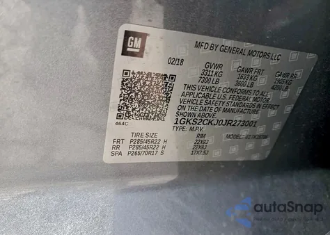 2018 GMC Yukon Denali z USA, uszkodzony, nr VIN 1GKS2CKJ0JR273001